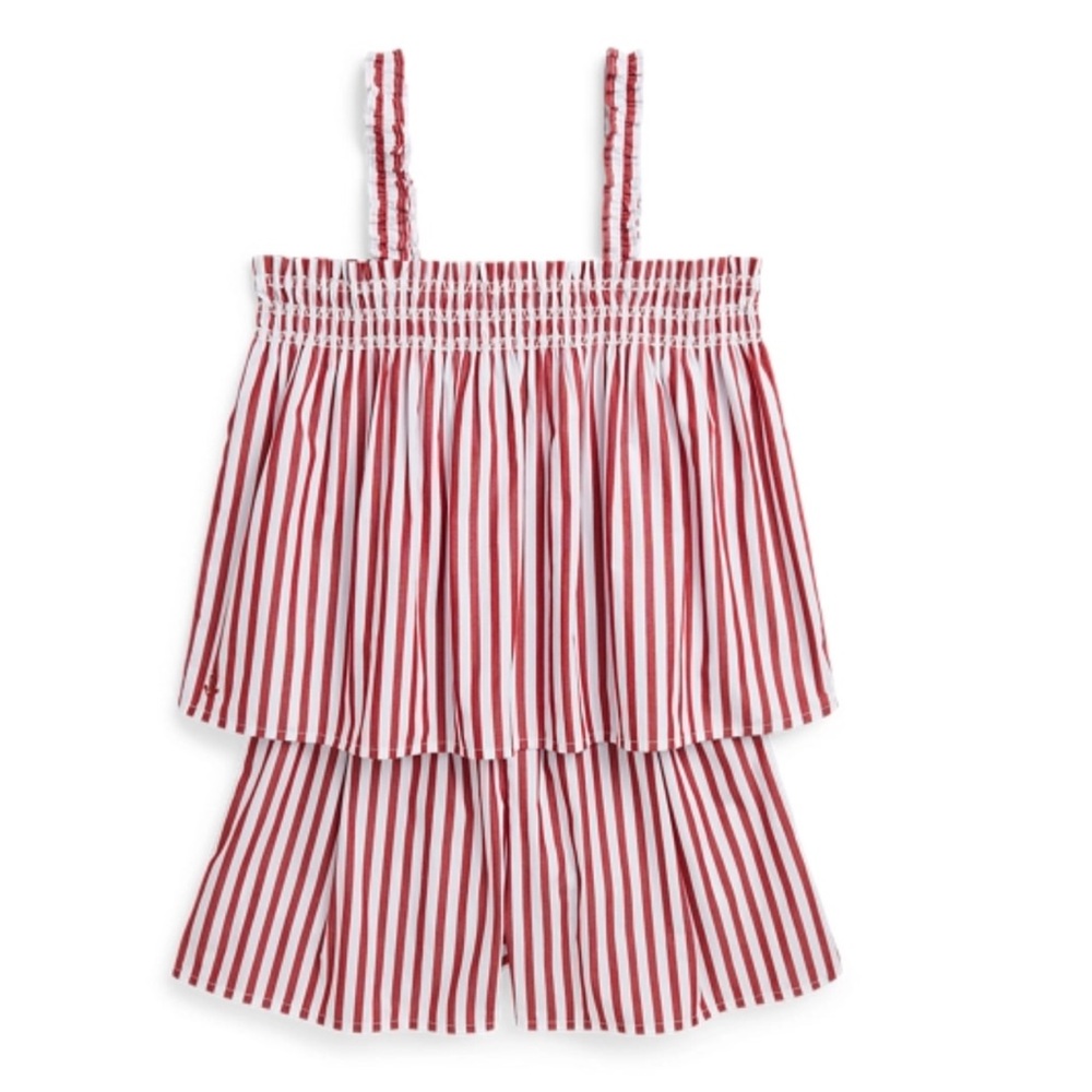 BNWT Girl’s Polo by Ralph Lauren Red and White Striped Matching Set